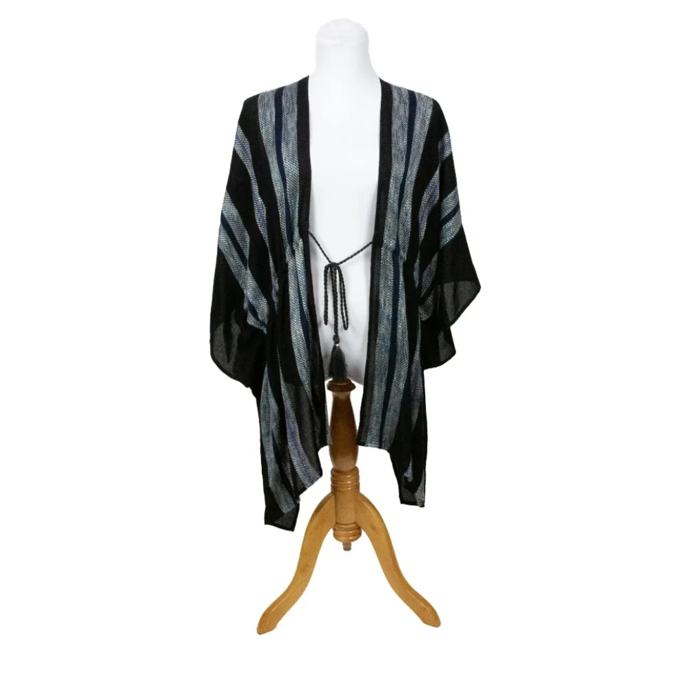 Time and Tru Womens One Size Striped Yarn Dye Layering Black Multi NWT